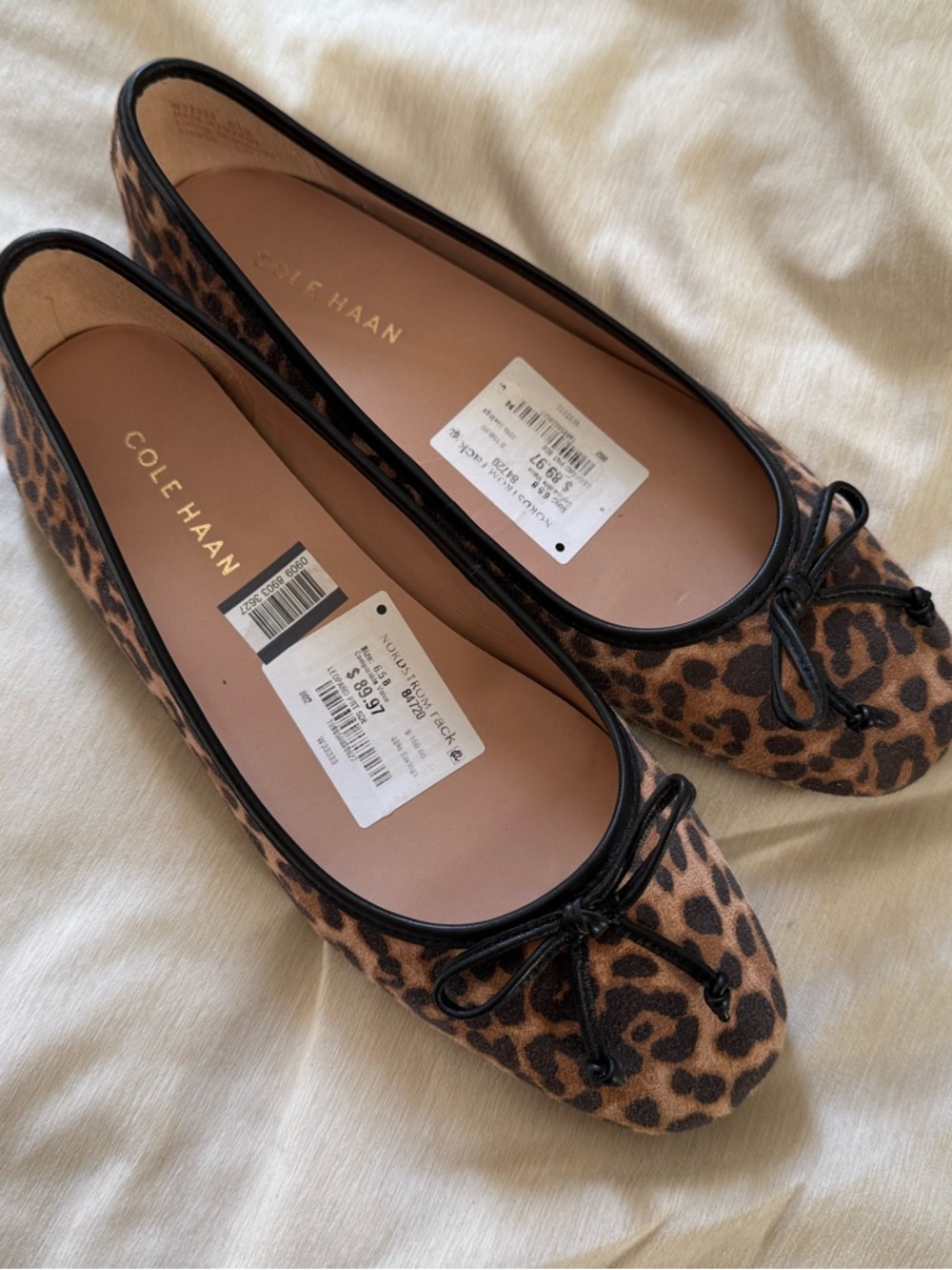 Cole Haan Leopard-Print Ballet Flats in Brown and Black Trim